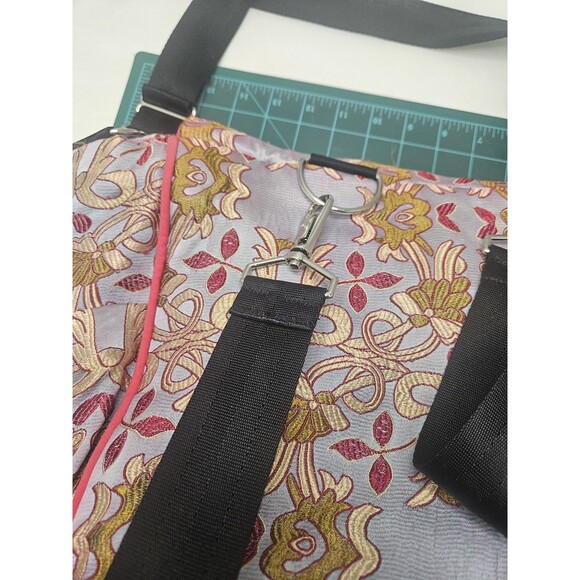 PETUNIA PICKLE BOTTOM Brocade Tote Diaper Bag Baby Backpack Pink - Picture 5 of 16